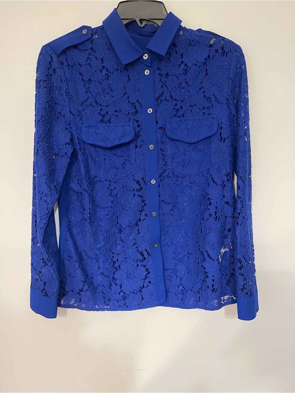 Banana Republic Royal Blue Lace Button-Down Shirt